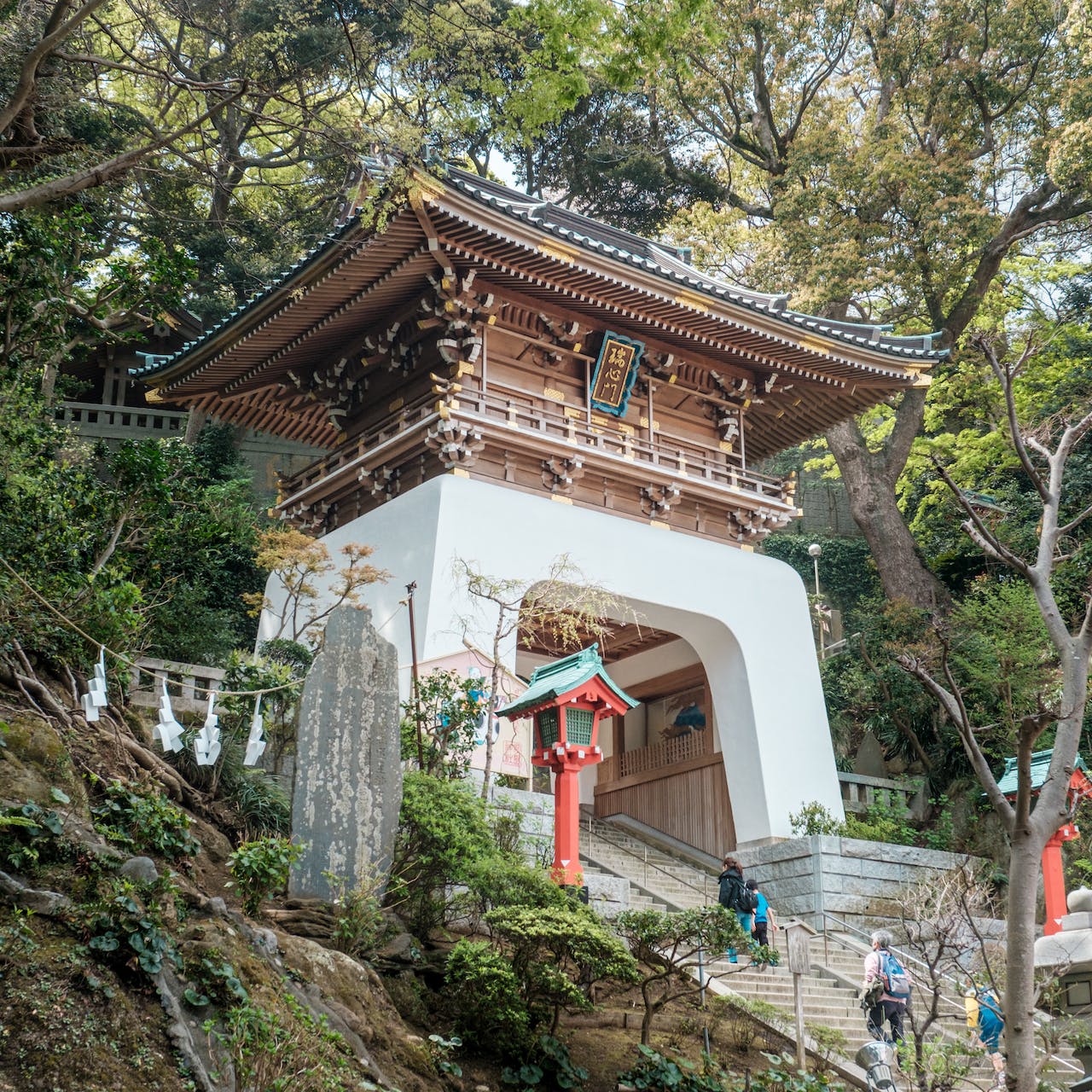 People visiting the Enoshima Shrine in Fujisawa, Japan.